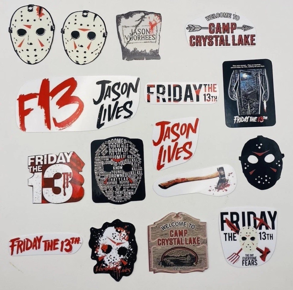 Friday The 13th Jason 16 Pack Waterproof Sticker Bulk Laptop phone Xbox Decal