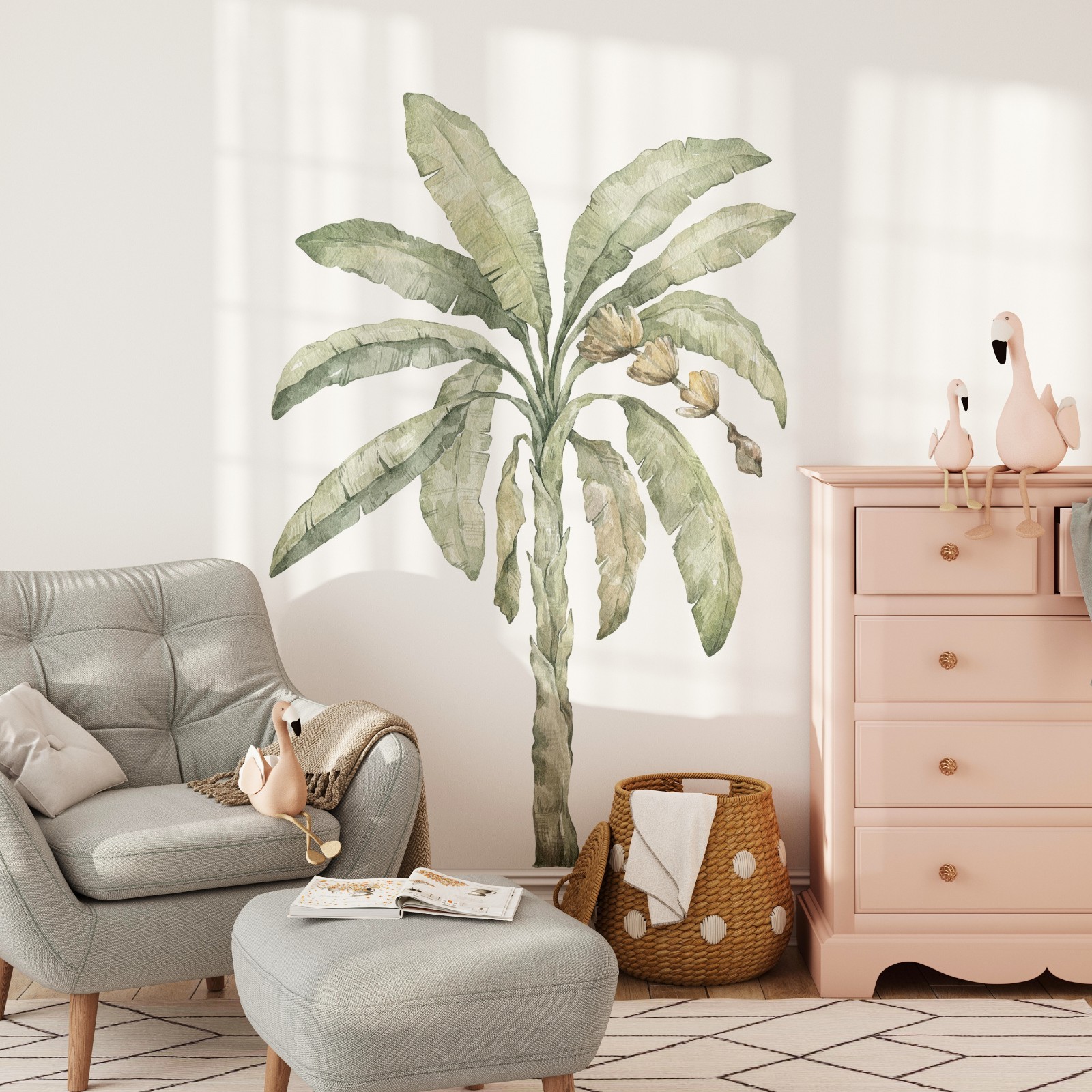 Watercolor Palm Tree Wall Decal Tropical Nursery Wall Decor | Jungle Collection