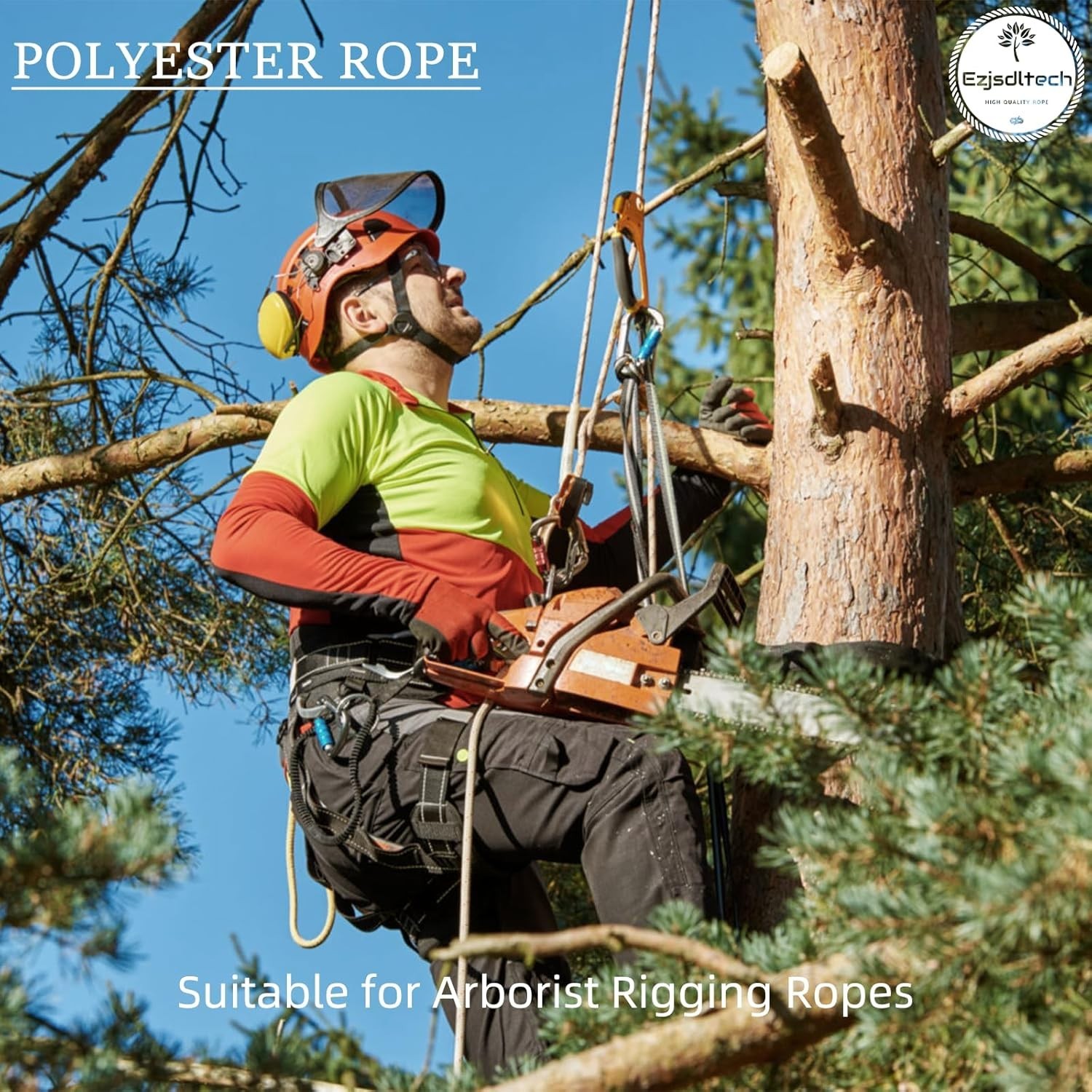 Arborist Rigging Rope Bull Rope Black (1/2 in x 100ft) Polyester Braided Arbo…