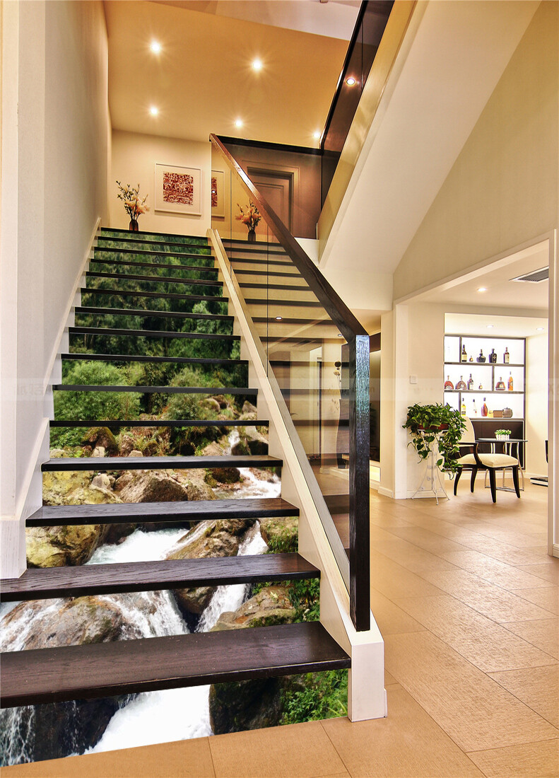 3D Forest Creek AZ057 Stair Risers Decoration Mural Vinyl Wallpaper Kay