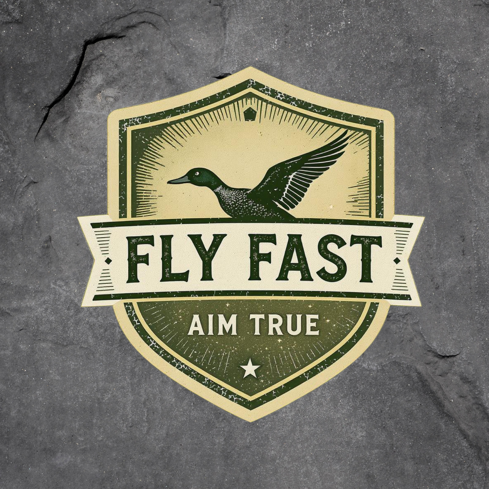 Hunting sticker vinyl decal duck fly fast aim true shotgun feathers
