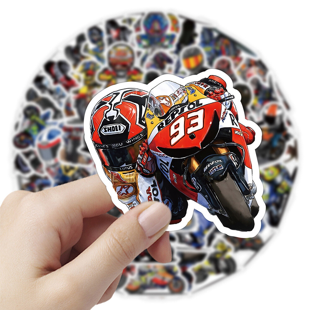 100Pcs Motorcycle Championship Cartoon Sticker for Teens Girls Water Bottles