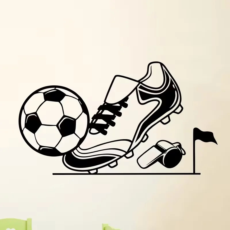 Contemporary Football & Sneakers Wall Decal Surface Installation Cartoon Pattern