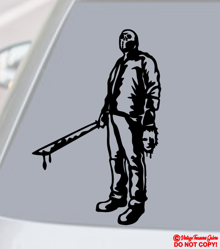 JASON VOORHEES FRIDAY THE 13TH VINYL DECAL STICKER CAR REAR WINDOW BUMPER HORROR