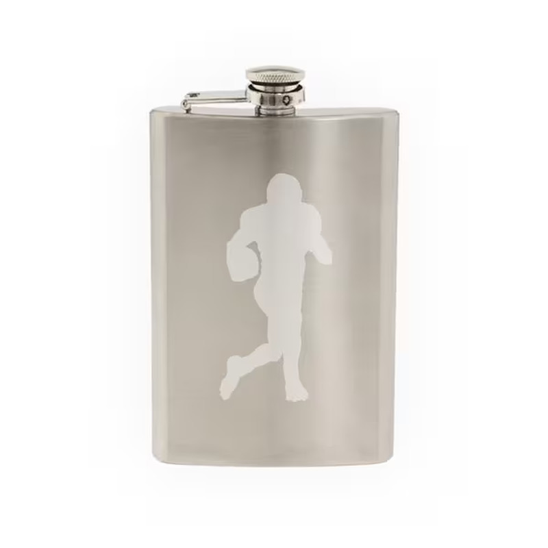 Sport Silhouette – Football Player Running Version 2 – Etched 8 Oz Stainless Ste