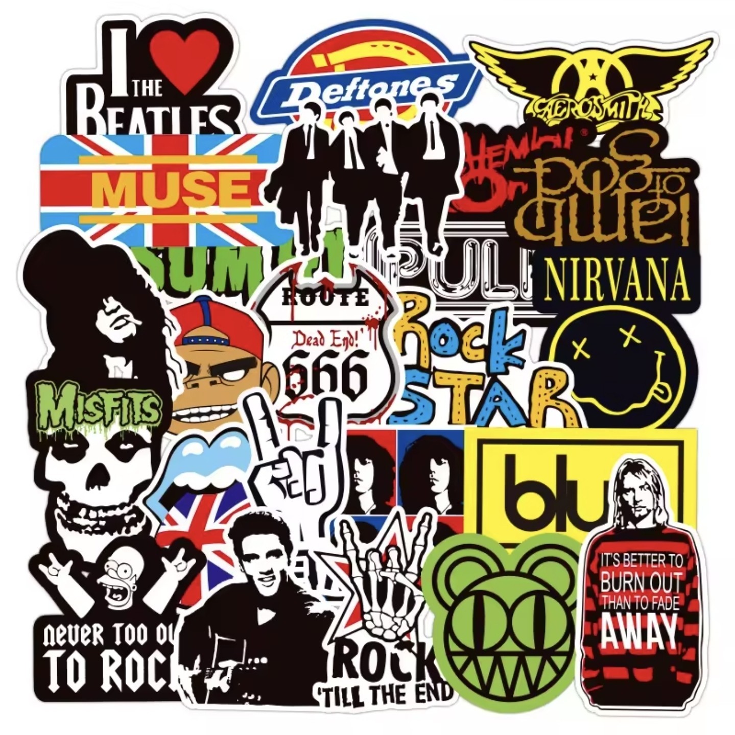 100 Rock And Roll Music Band Stickers Punk Graffiti Stickers For Laptop Guitar