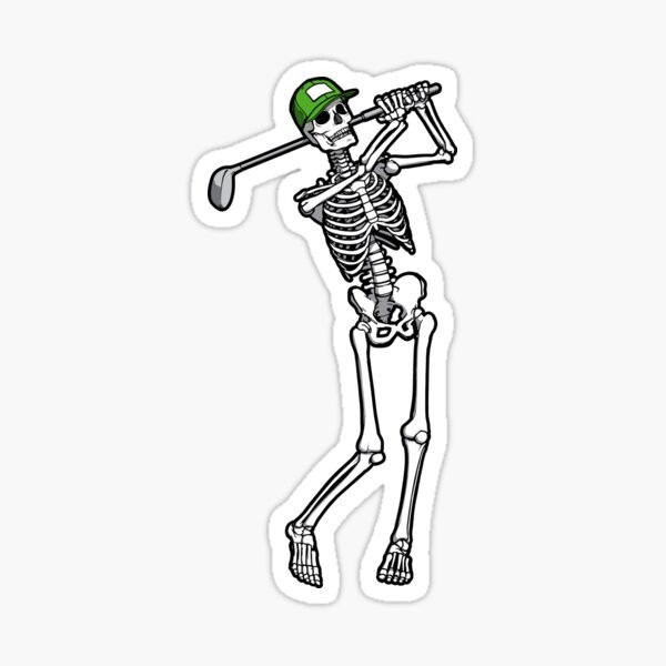 Skeleton Golfing, Funny Vinyl Die Cut Sticker