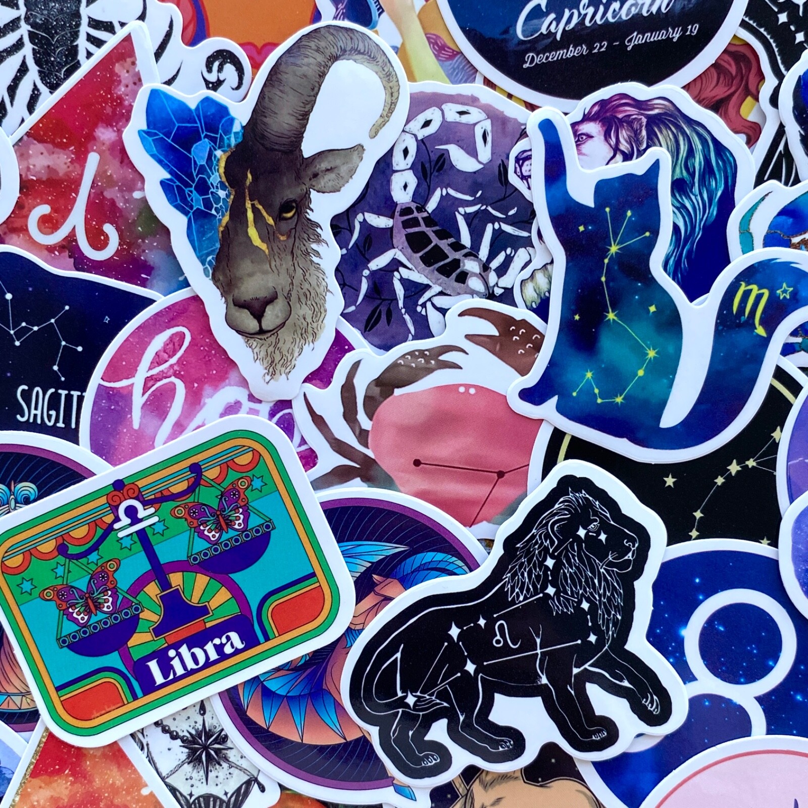 5-50 pcs Zodiac Sign Stickers, Retro Star Astrology Tarot Horoscope Laptop Decal