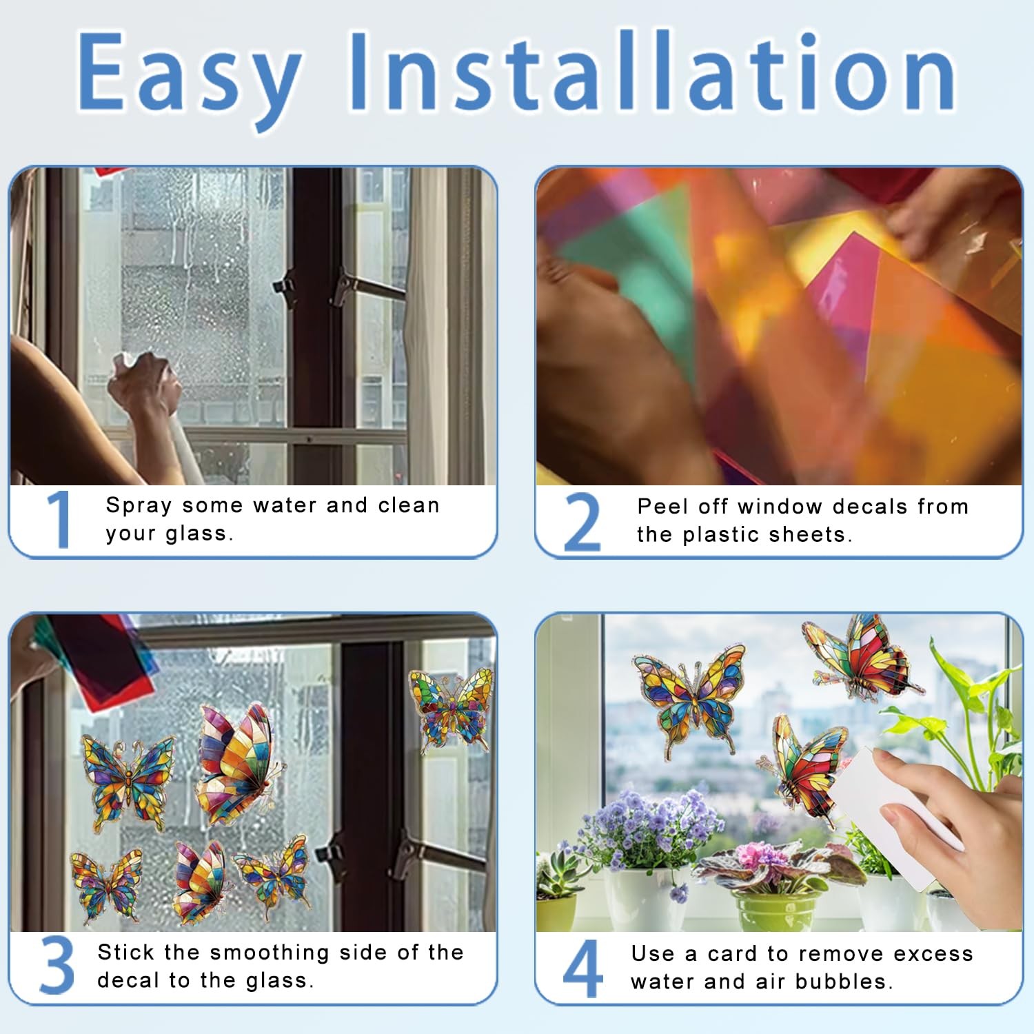 FCZon Star 20pcs Window Decals for Bird Strikes, Anti Collision Butterfly