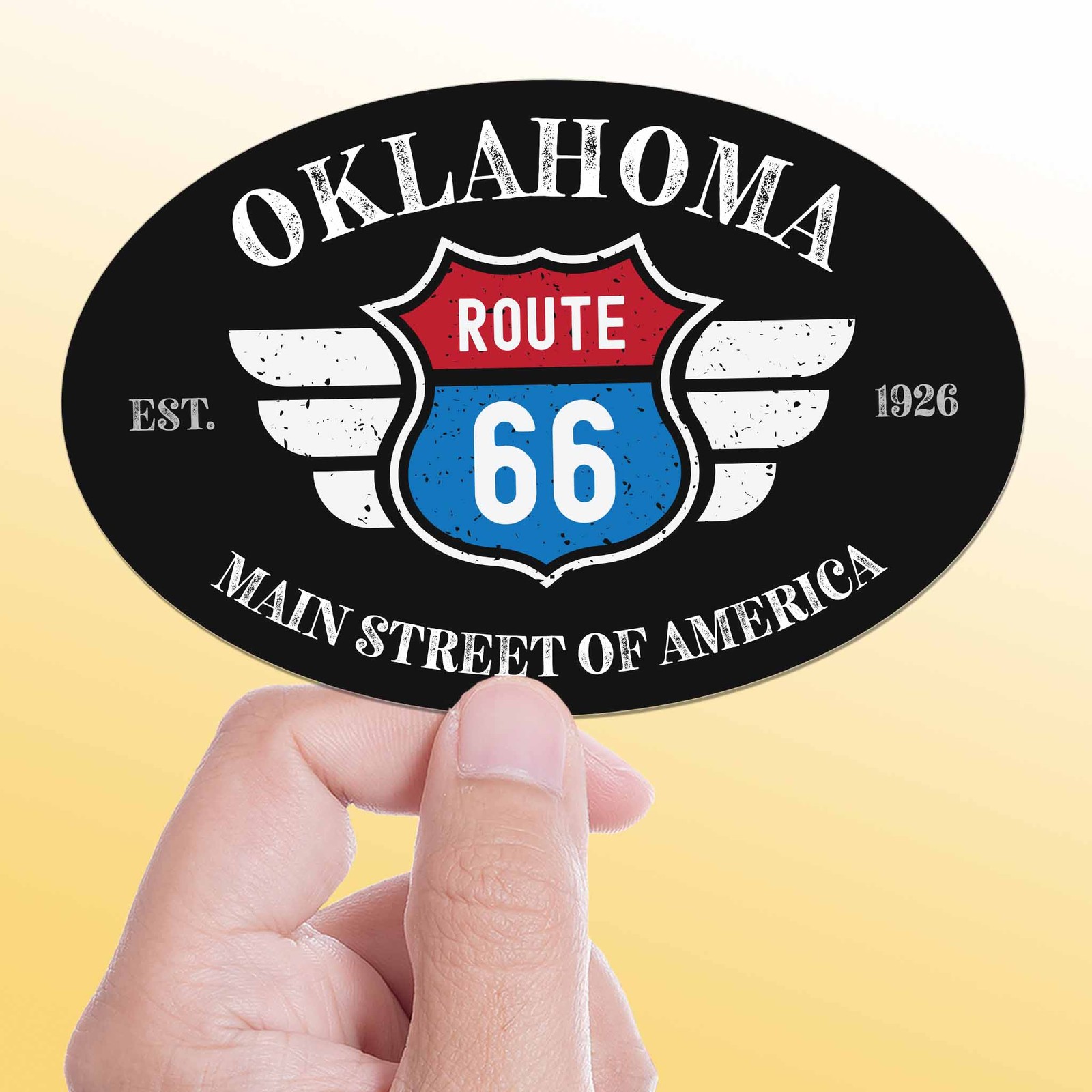 Oklahoma Route 66 Sticker – OK Black Oval Decal