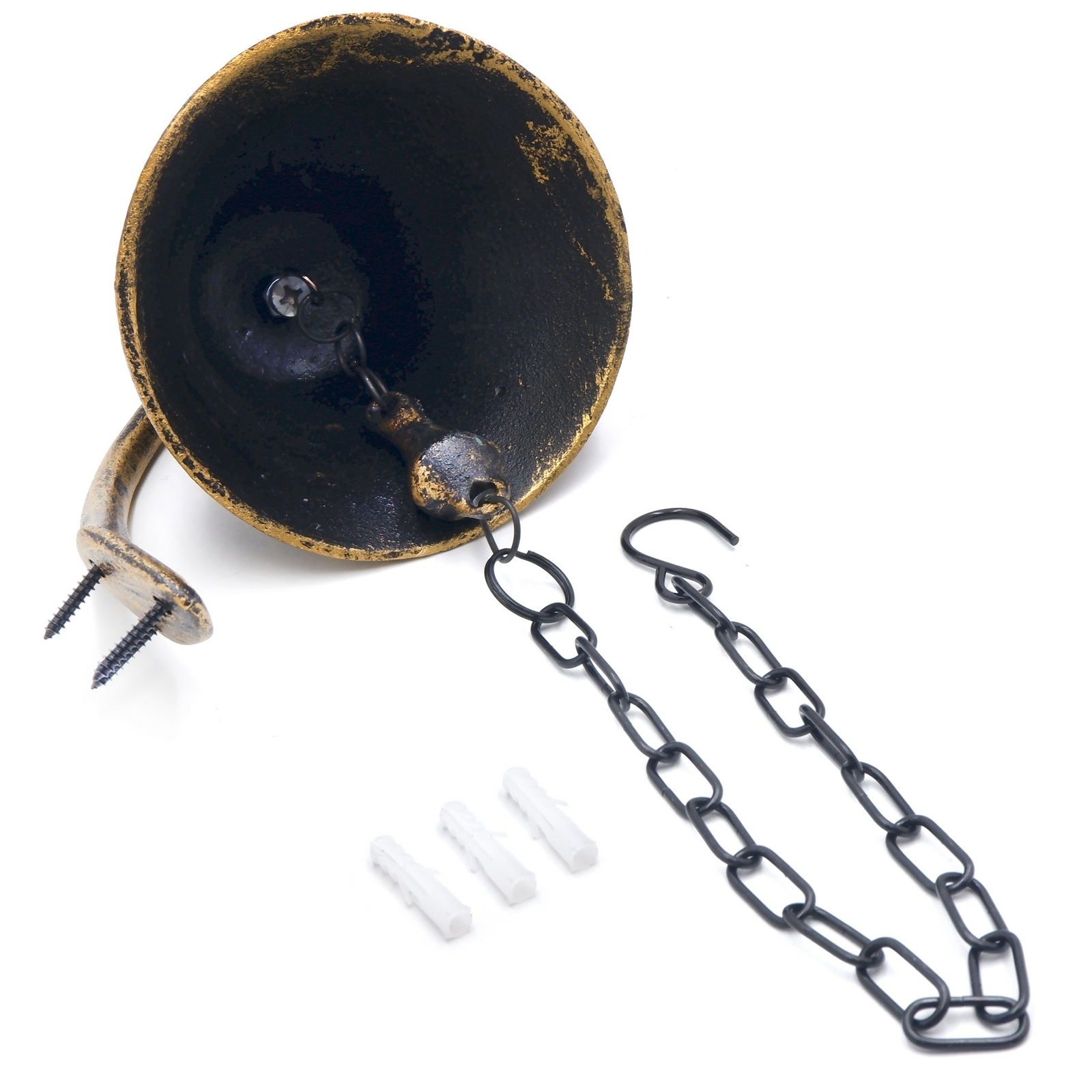 Dinner Bell Wall Hanging Mount Heavy Cast Solid Iron Decoration Gold Small