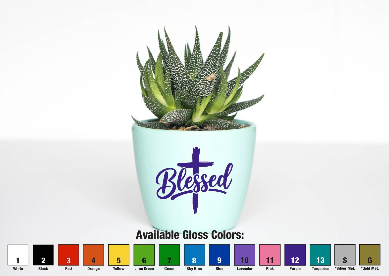 Blessed Cross Decal Sticker Jesus God Religious Gift Christian Pride Love Church