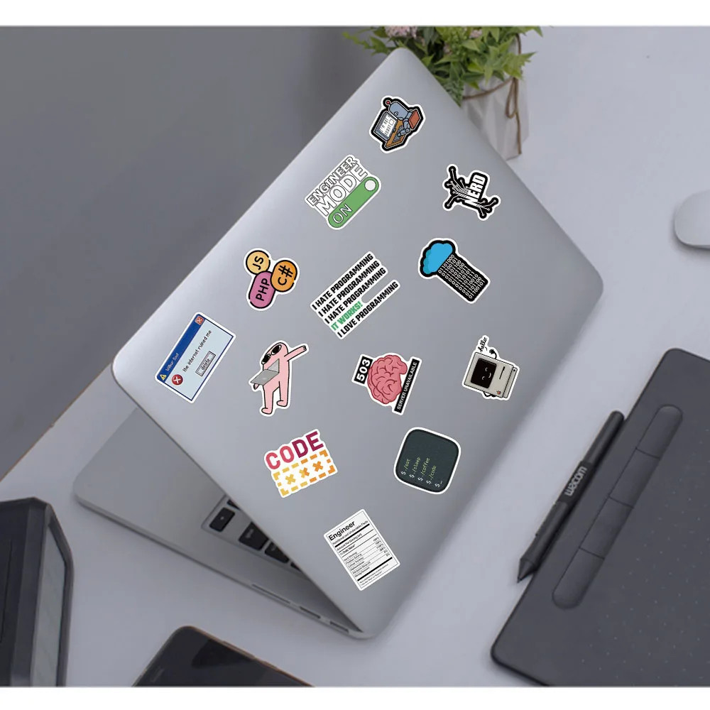 50 Pcs Nerd Stickers for Tech Junkies and Meme Lovers