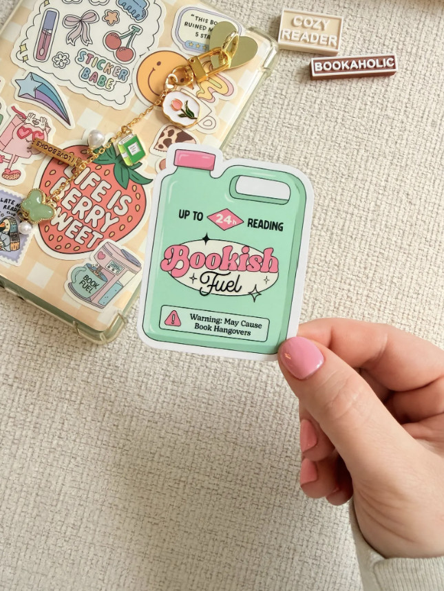 Bookish Fuel Sticker Cute Reading Gift Lover Vinyl Book Aesthetic