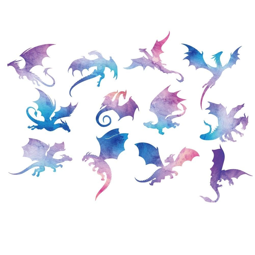 12pcs Dragon Silhouette Wall Decor Translucent Dragon Wall Sticker PVC Peel a…