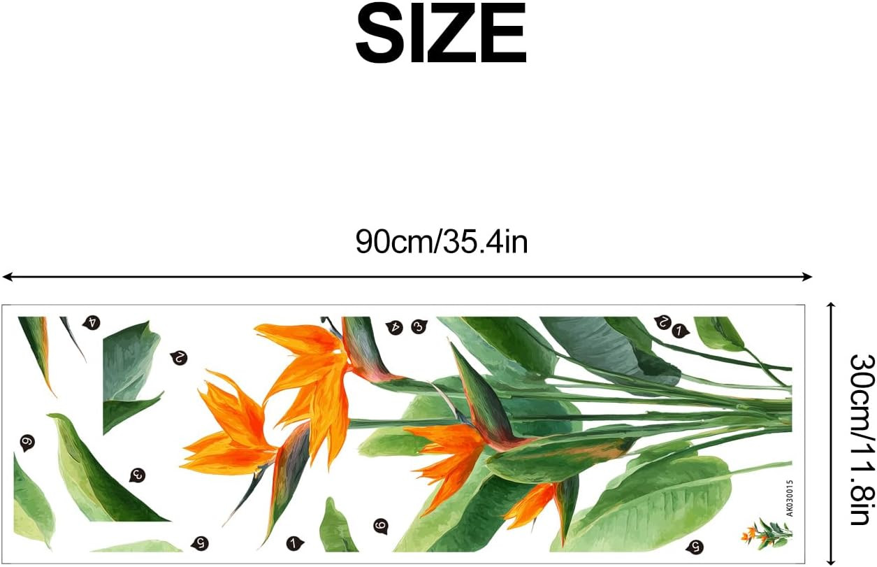 Bird of Paradise Peel and Stick Wall Decals Tropical Flower Stickers
