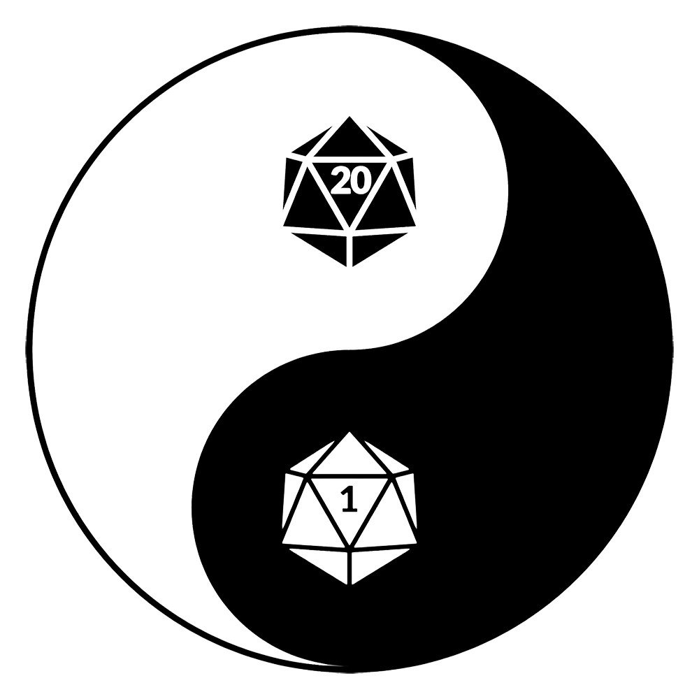 6" Dungeons & Dragons Yin Yang D&D Dice 20 Sided Dice Vinyl Decal Sticker