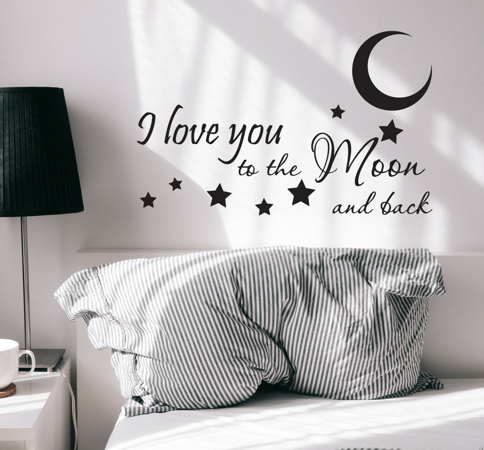 Wall Decal Love Romantic Moon And Back Interior Vinyl Decor Black gz540