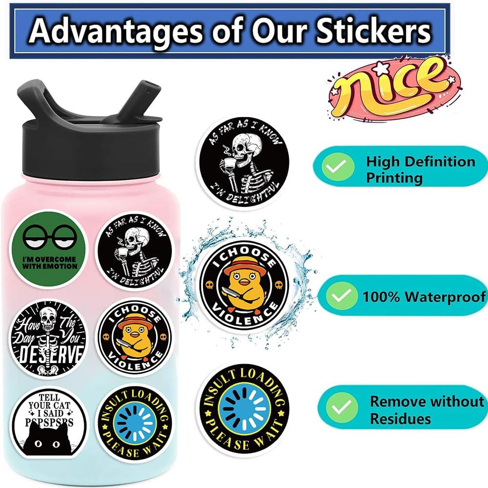 100Pcs Funny Prank Meme Stickers Bulk, Snarky Meme Sticker for Kids Teens Adults