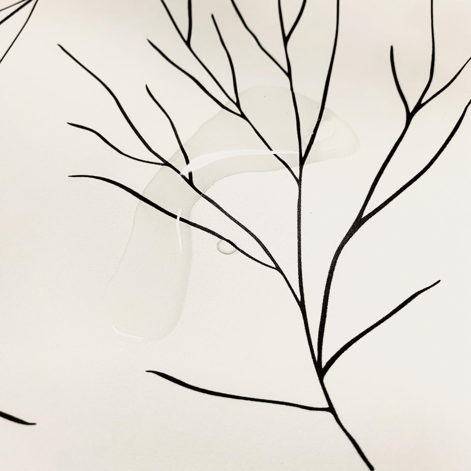 14pc Hand Drawn Stair Riser Decals Black Abstract Branch Leaves Peel & Stick