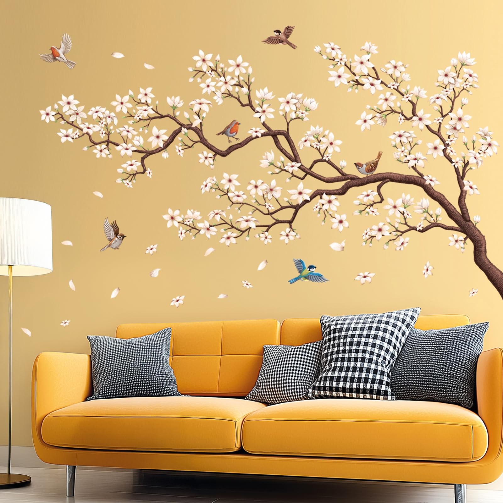 SG4-2317 Oriental Flower Tree Wall Stickers declas Bedroom Cherry Blossom Bir…