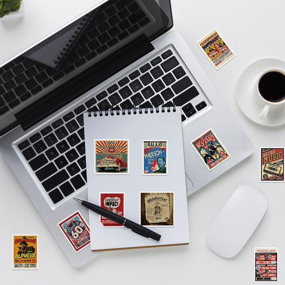 50 Pcs Stickers Vinyl Retro Vintage Posters Laptop Luggage Fridge Phone Car