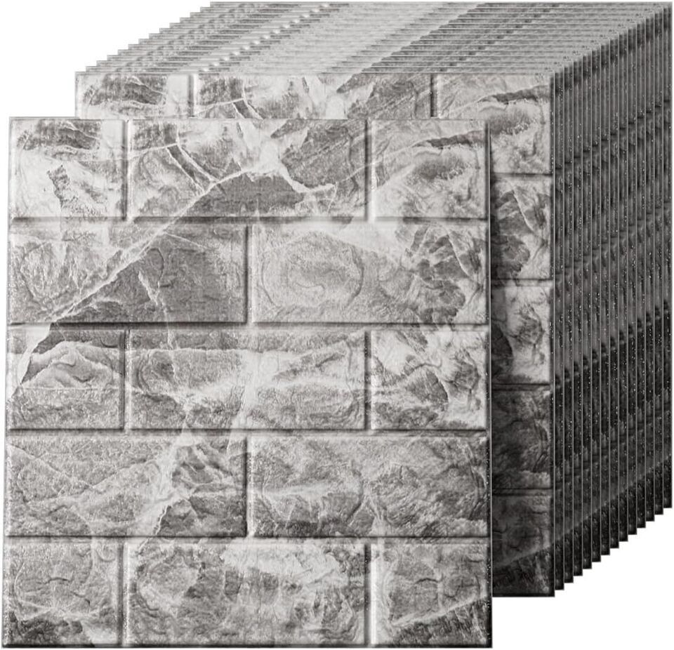 10 Pc 3D Tile Marble Brick Wall Sticker Self adhesive Foam Panel Wallpaper 38*35