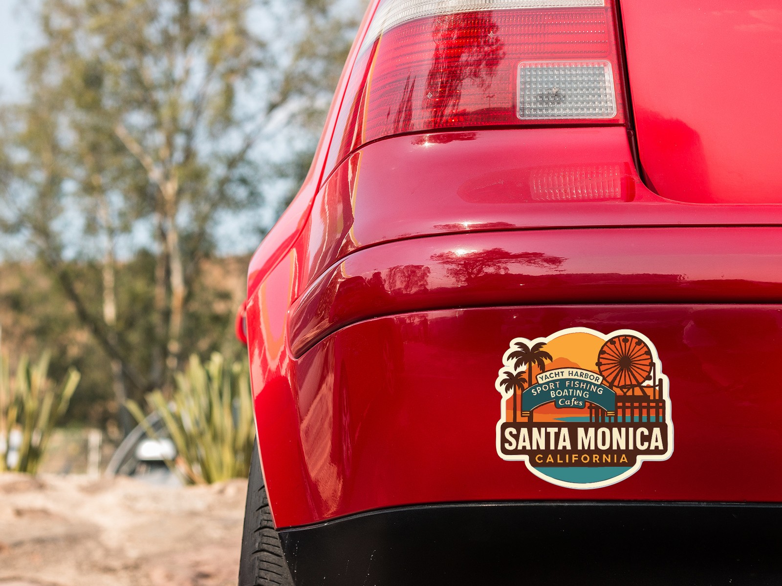 Santa Monica California Sticker Decal Vinyl Die-Cut City Skyline Landmark Design