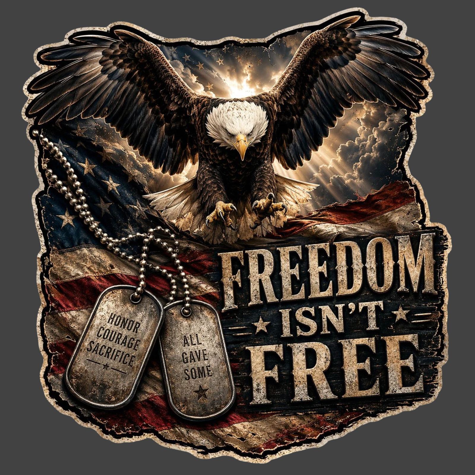 Patriotic Sticker Vinyl Decal Freedom Isn't Free Eagle Veteran Tribute