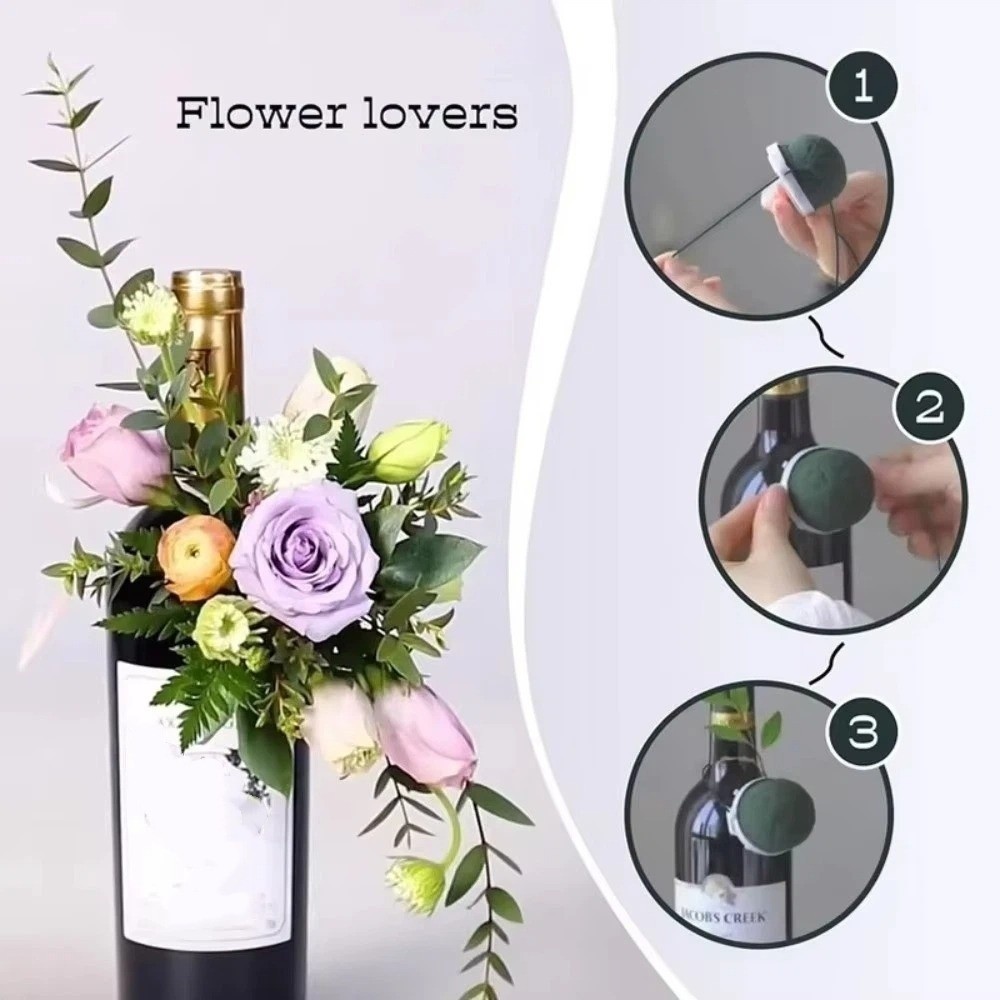 4PCS Wrist Corsage Foam Base Flower Plant Sponge Base Wine Bottle Decor