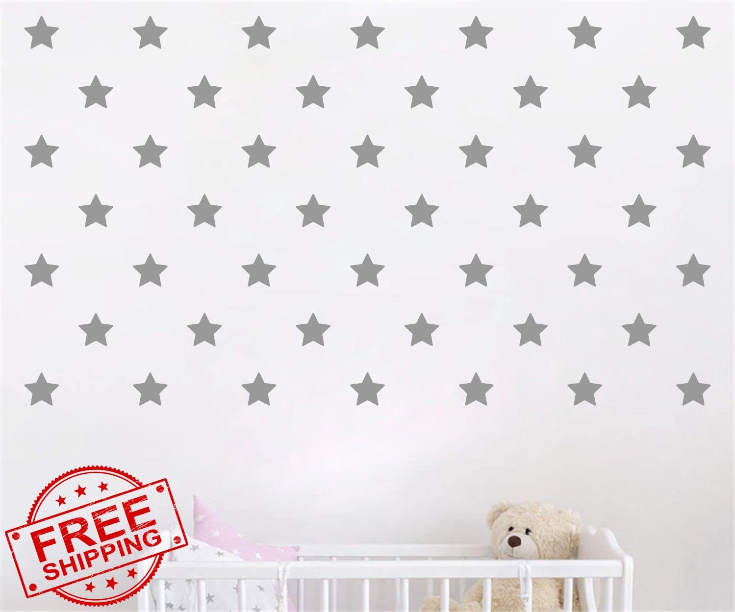 JURUOXIN Star Wall Decals Gray