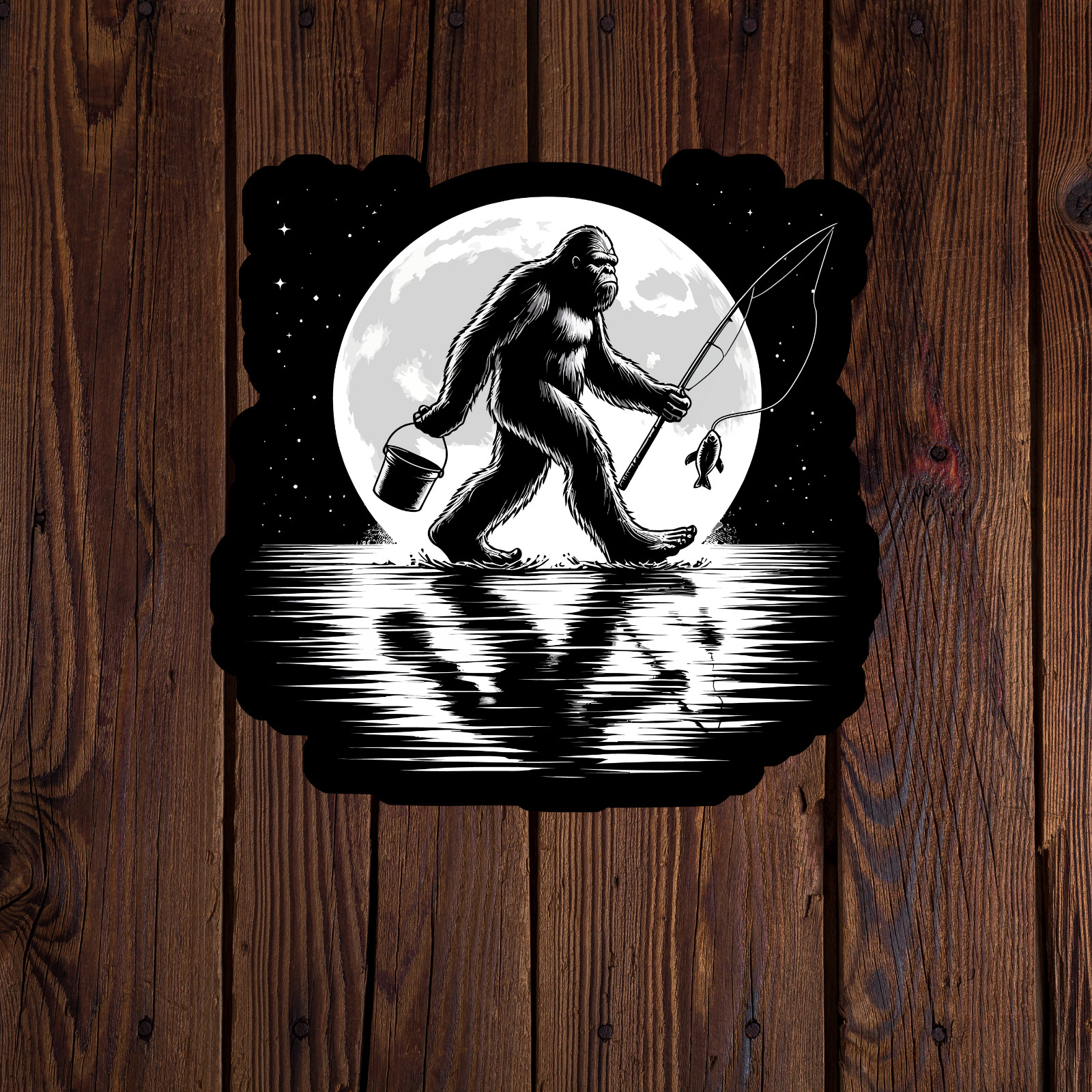 Bigfoot sticker vinyl decal yeti sasquatch laptop scrapbook cryptid fishing