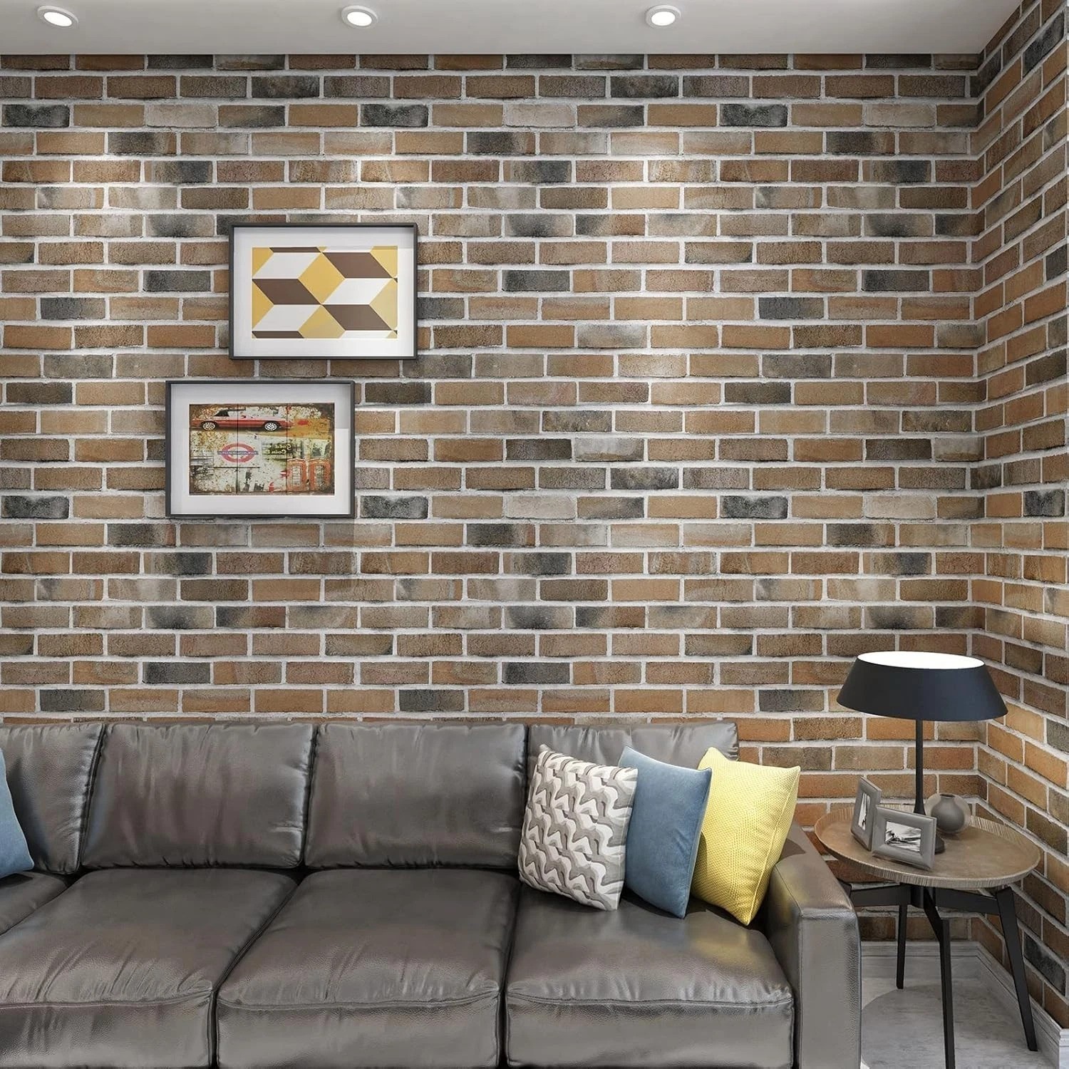 Self-Adhesive 3D Wall Panels – 20-Pack Gray Brown Faux Brick for Modern Decor