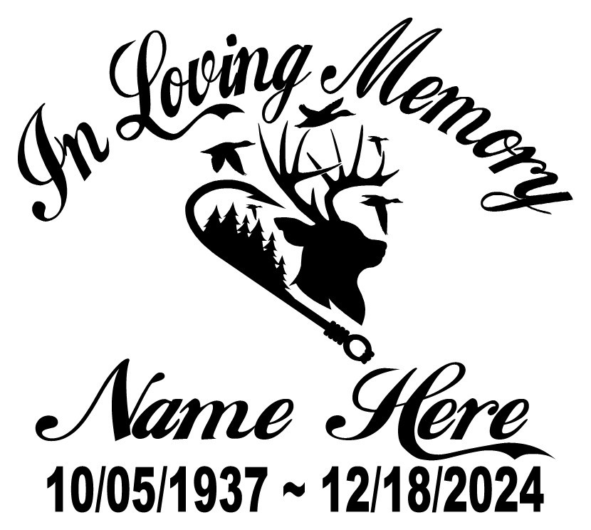 In Loving Memory of Decal – Duck Hunter Buck Fish Hook Hunter Memorial Sticker