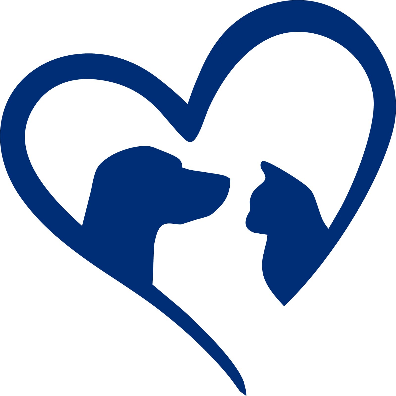 DOG & CAT IN A HEART in your choice of color DECAL 4"in X 4"in