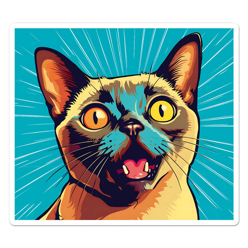 Popart Burmese Cat, Vinyl Decal Sticker, Indoor Outdoor, 3 Sizes, #11858