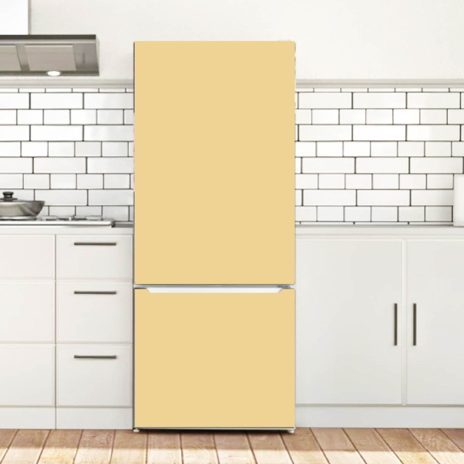 Beige Color Kitchen Fridge Wrap Matte Solid Color Vinyl Sticker