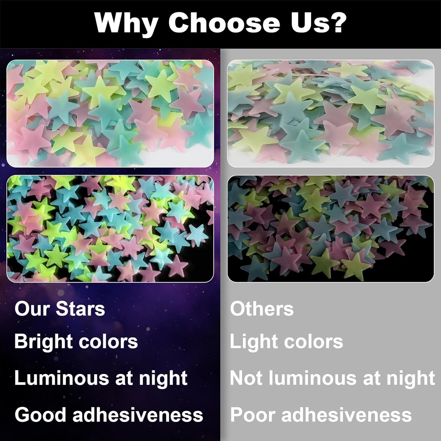 200 Glow in The Dark Stars for Ceiling – Glowing and Mix Color