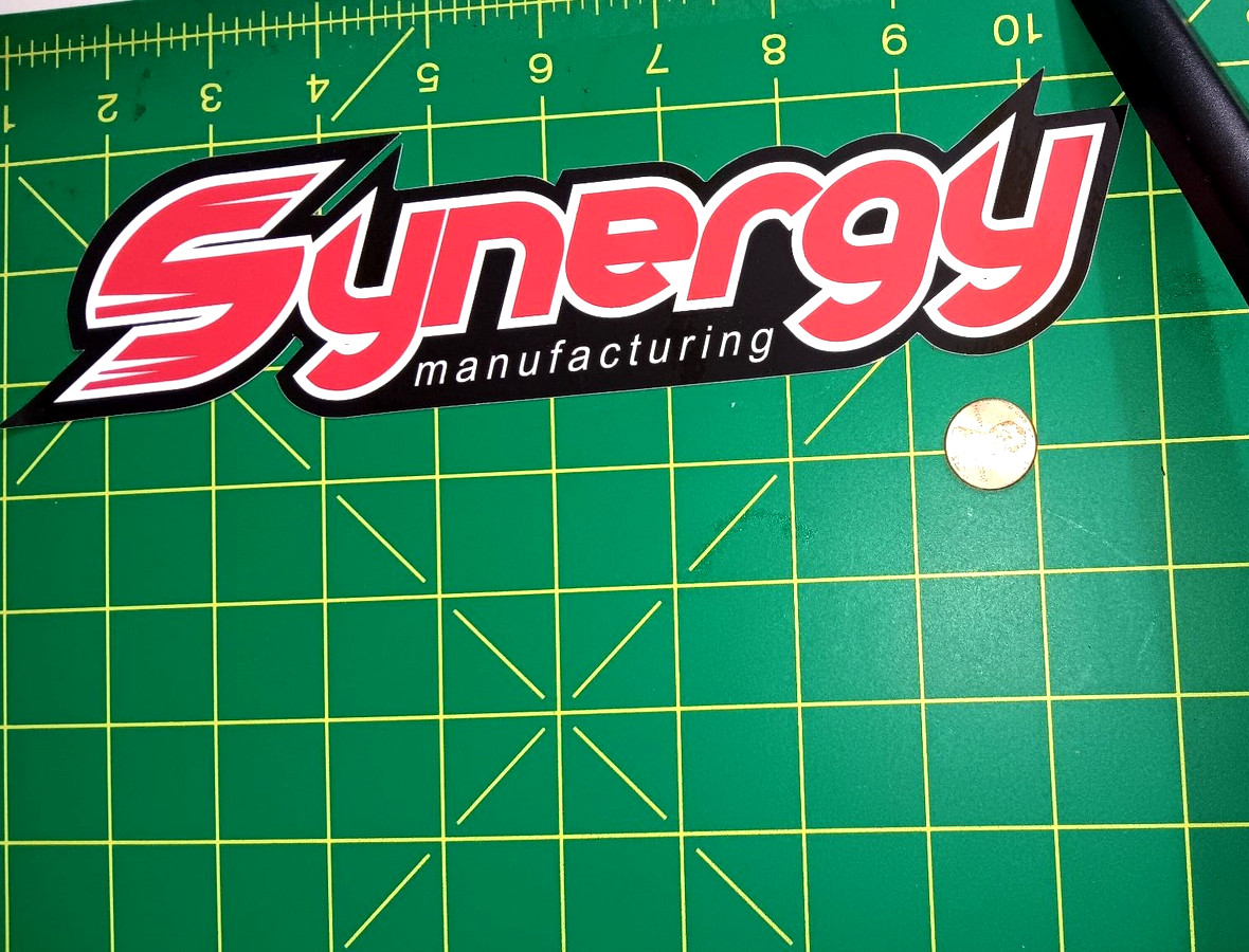 Synergy Manufacturing Vinyl Sticker Decal Die Cut Red Black White 10in Logo