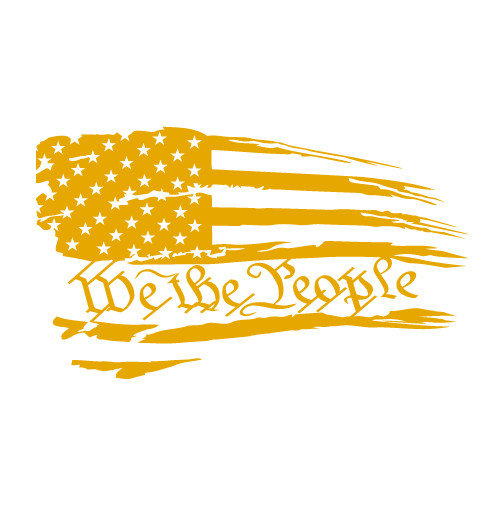 American USA Distressed Flag With We The People Die Cut Decal