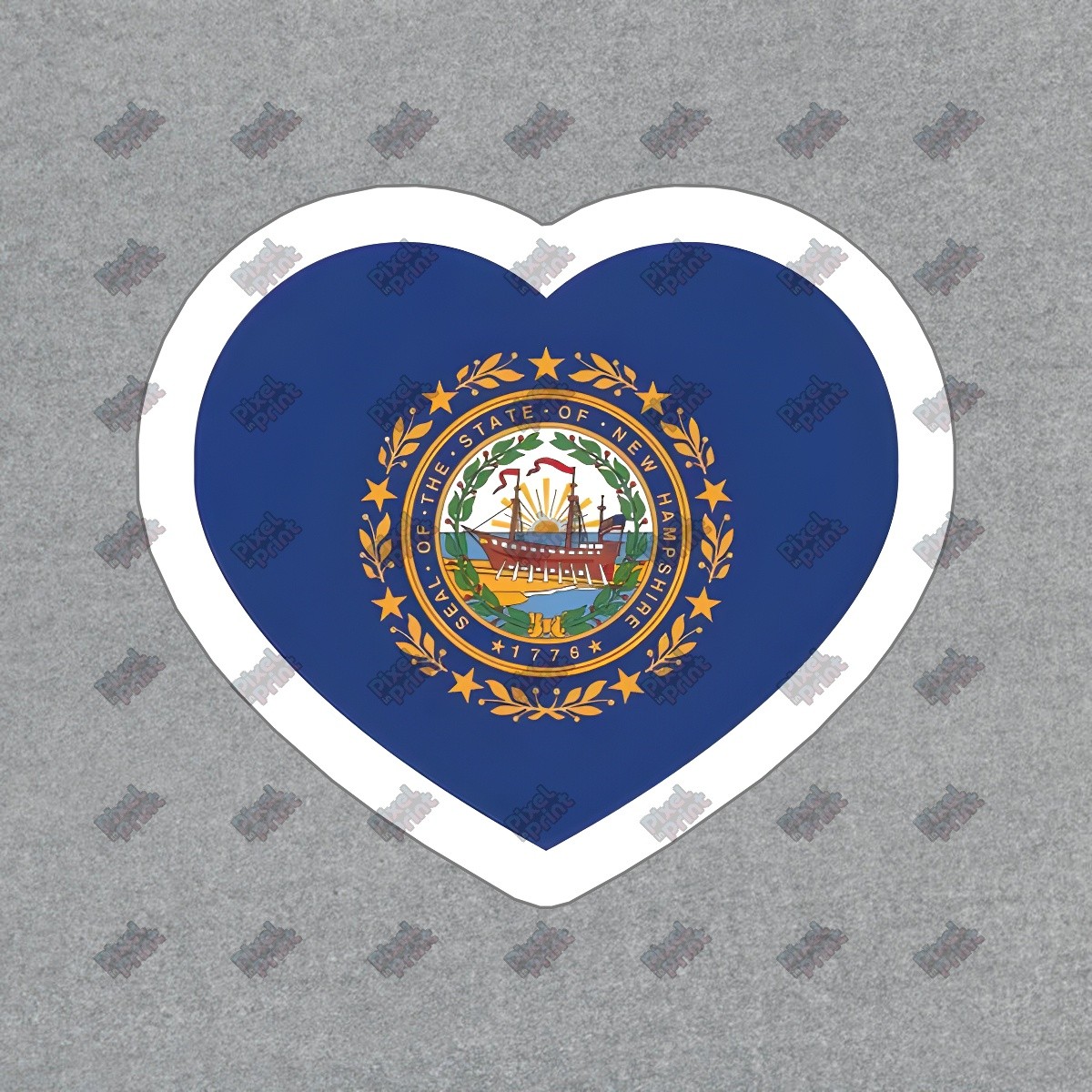 New Hampshire State Seal Heart Vinyl Sticker Durable Decal for Home, #419987
