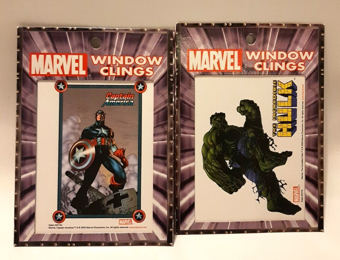 New 2003 Marvel Kalan Window Clings Decal Captain America Hulk Avengers MCU Gift
