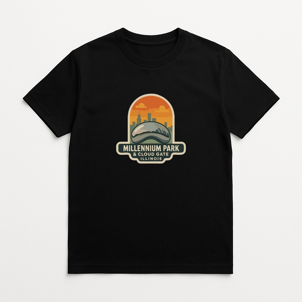 Millennium Park & Cloud Gate Bean Iron On Heat Transfer Vinyl HTV Symbolic