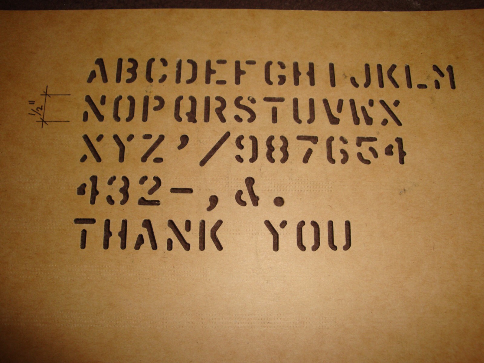 CUSTOM MADE Military Oil board Stencil 1/2" Marsh/COST-$1 for4 letters=Quantity1