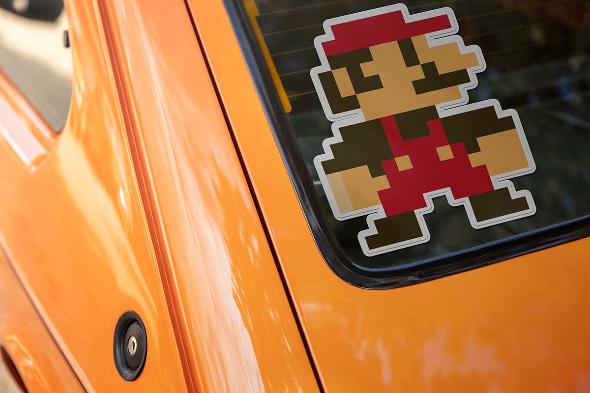 8-Bit Mario Retro Sticker – Vintage SNES Pixel Art Vinyl Decal (3–6" Tall) | USA