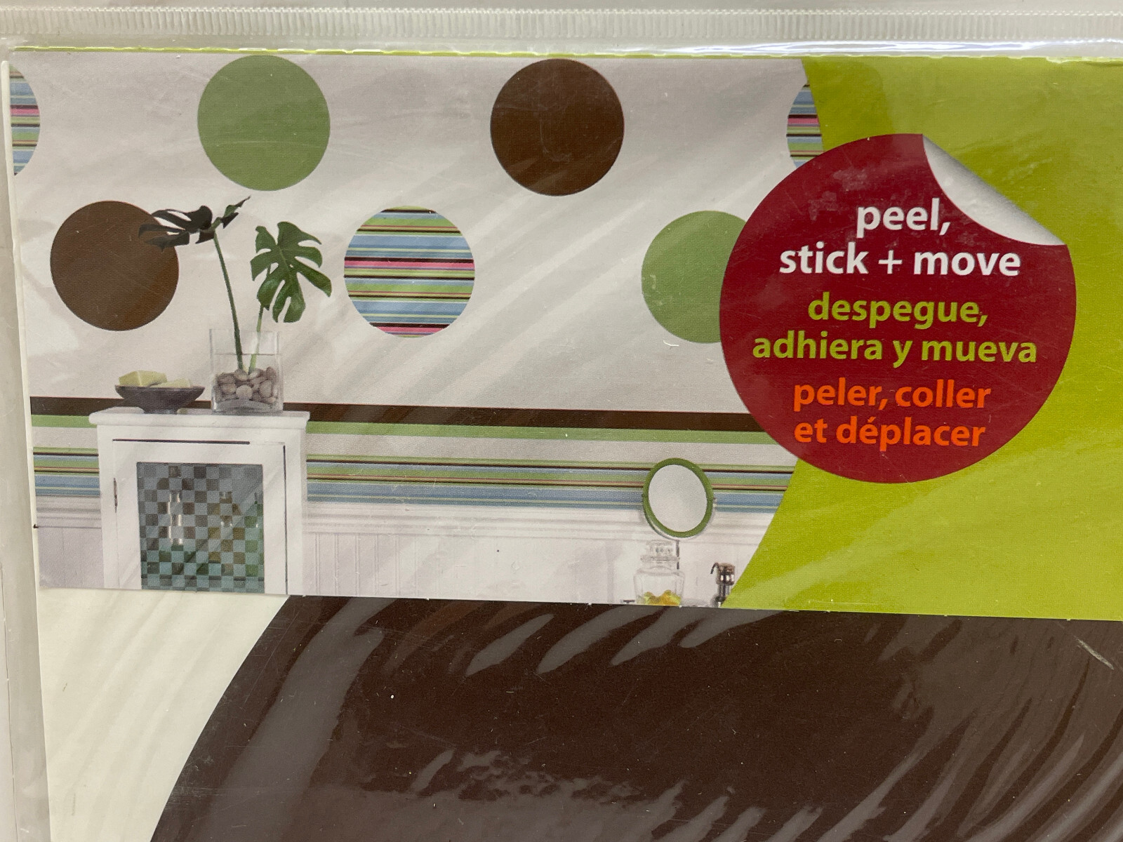 Wall Pops! 13" five large Dots self-stick removeable decals, "hot chocolate"