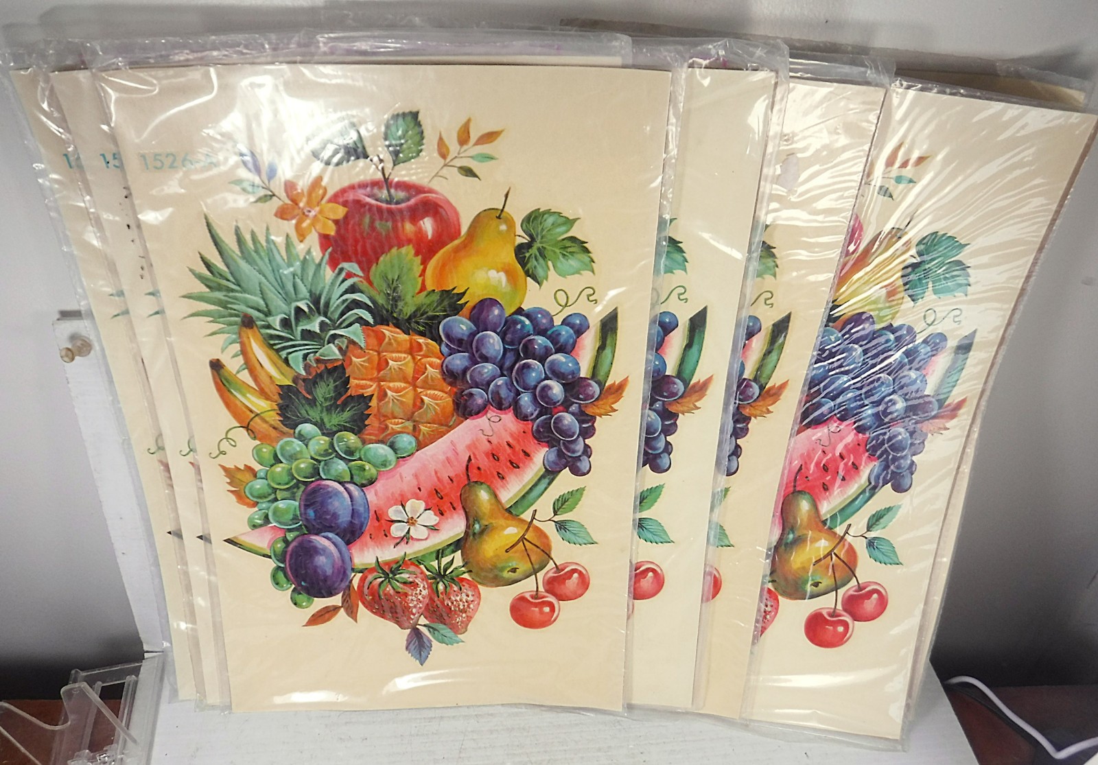 Vintage 1970s Large Meyercord Fruit Assortment Decal Transfer 1526-A Lot of 8