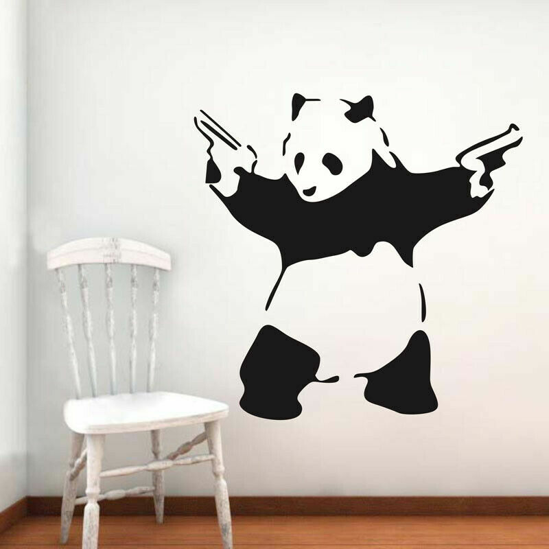 Large Banksy Panda With Pistols Vinyl Wall Decal Street Art Decor Home Sticker