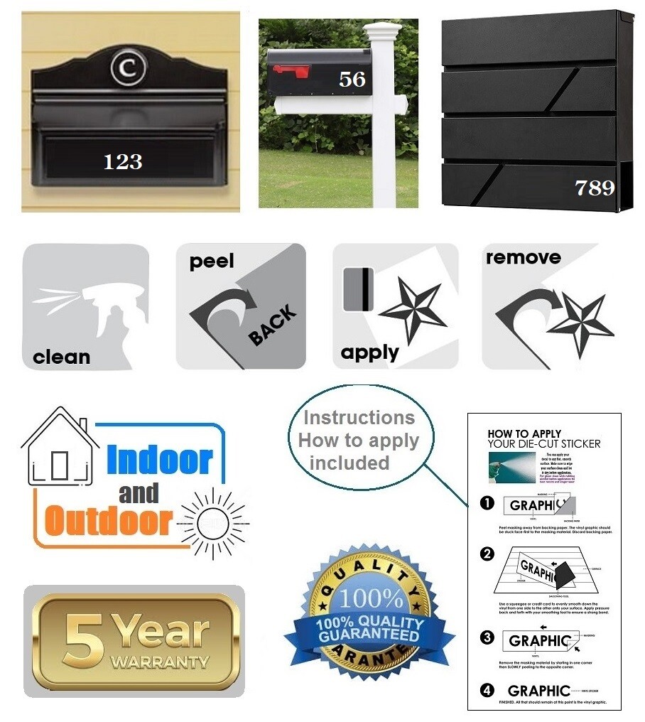 SET OF 31 1" HIGH SELF ADHESIVE VINYL MAILBOX NUMBERS, DOOR,LOCKERS ( Century )