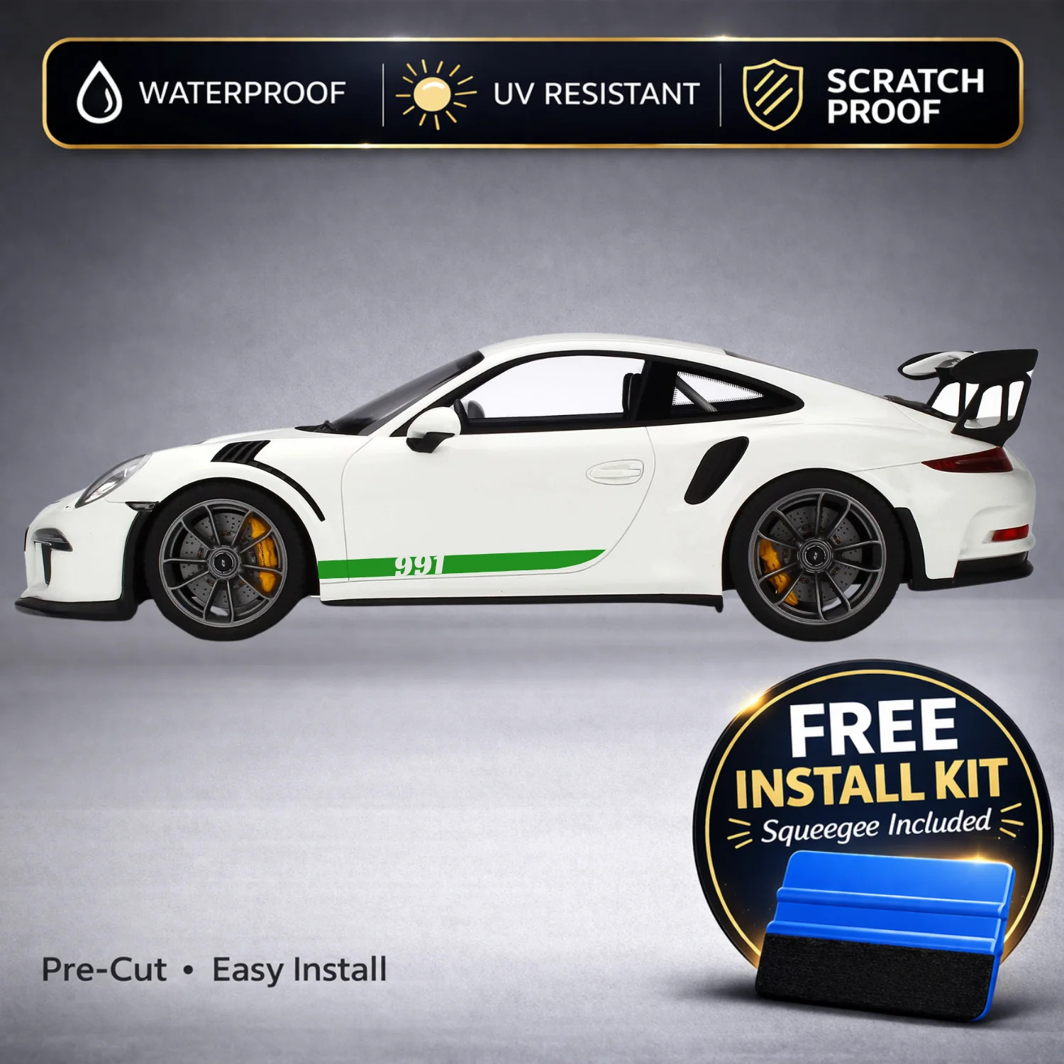 Compatible With Porsche 911 Rocker Stripe Decals with 991 Chassis Badge – Side S